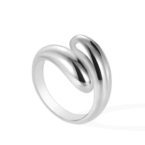 Silver Plated Adjustable Minimalist Drop Band Jewelry Rings - Picture 9 of 9